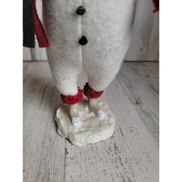 Vintage folk art snowman glitter Xmas snow figure decor scarf - Picture 2 of 7